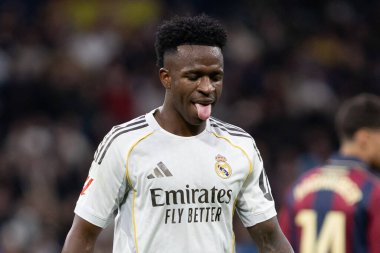 Madrid, İspanya - 17 Ocak 2026: Real Madrid ile Levante FC arasındaki lig maçı Santiago Bernabeu 'da oynandı. Maç sırasında Real Madrid oyuncuları.