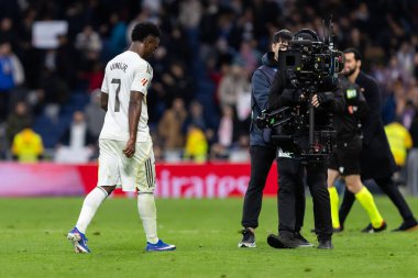 Madrid, İspanya - 17 Ocak 2026: Real Madrid ile Levante FC arasındaki lig maçı Santiago Bernabeu 'da oynandı. Maç sırasında Real Madrid oyuncuları.