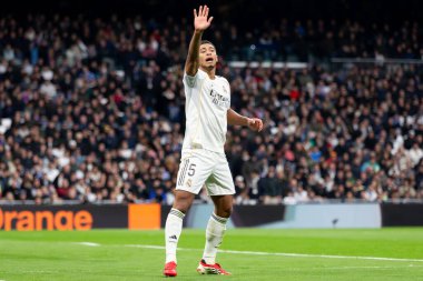 Madrid, İspanya - 17 Ocak 2026: Real Madrid ile Levante FC arasındaki lig maçı Santiago Bernabeu 'da oynandı. Maç sırasında Real Madrid oyuncuları.