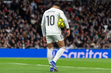Madrid, İspanya - 17 Ocak 2026: Real Madrid ile Levante FC arasındaki lig maçı Santiago Bernabeu 'da oynandı. Maç sırasında Real Madrid oyuncuları.