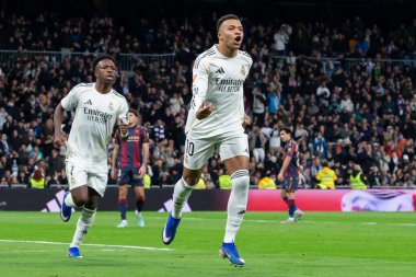 Madrid, İspanya - 17 Ocak 2026: Real Madrid ile Levante FC arasındaki lig maçı Santiago Bernabeu 'da oynandı. Maç sırasında Real Madrid oyuncuları.
