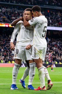 Madrid, İspanya - 17 Ocak 2026: Real Madrid ile Levante FC arasındaki lig maçı Santiago Bernabeu 'da oynandı. Maç sırasında Real Madrid oyuncuları.