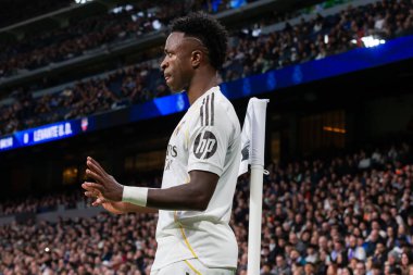 Madrid, İspanya - 17 Ocak 2026: Real Madrid ile Levante FC arasındaki lig maçı Santiago Bernabeu 'da oynandı. Maç sırasında Real Madrid oyuncuları.