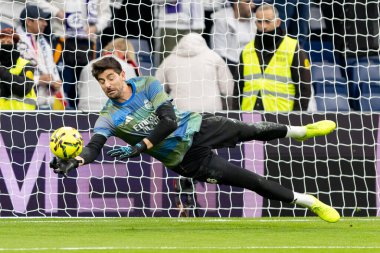 Madrid, İspanya - 17 Ocak 2026: Real Madrid ile Levante FC arasındaki lig maçı Santiago Bernabeu 'da oynandı. Maç sırasında Real Madrid oyuncuları.