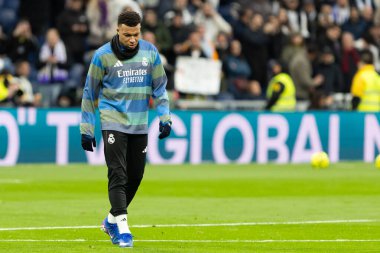 Madrid, İspanya - 17 Ocak 2026: Real Madrid ile Levante FC arasındaki lig maçı Santiago Bernabeu 'da oynandı. Maç sırasında Real Madrid oyuncuları.