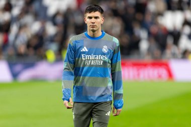 Madrid, İspanya - 17 Ocak 2026: Real Madrid ile Levante FC arasındaki lig maçı Santiago Bernabeu 'da oynandı. Maç sırasında Real Madrid oyuncuları.