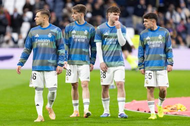 Madrid, İspanya - 17 Ocak 2026: Real Madrid ile Levante FC arasındaki lig maçı Santiago Bernabeu 'da oynandı. Maç sırasında Real Madrid oyuncuları.