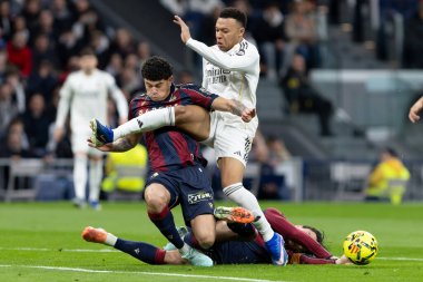 Madrid, İspanya - 17 Ocak 2026: Real Madrid ile Levante FC arasındaki lig maçı Santiago Bernabeu 'da oynandı. Maç sırasında Real Madrid oyuncuları.