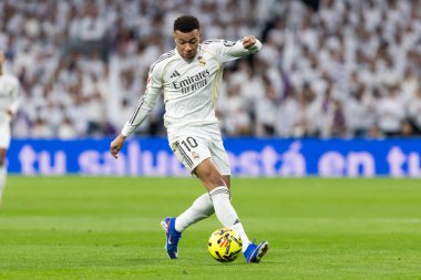 Madrid, İspanya - 17 Ocak 2026: Real Madrid ile Levante FC arasındaki lig maçı Santiago Bernabeu 'da oynandı. Maç sırasında Real Madrid oyuncuları.