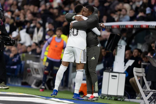 Madrid, İspanya - 17 Ocak 2026: Real Madrid ile Levante FC arasındaki lig maçı Santiago Bernabeu 'da oynandı. Maç sırasında Real Madrid oyuncuları.