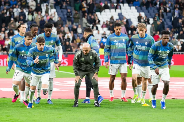 Madrid, İspanya - 17 Ocak 2026: Real Madrid ile Levante FC arasındaki lig maçı Santiago Bernabeu 'da oynandı. Maç sırasında Real Madrid oyuncuları.