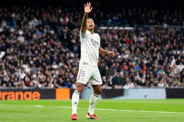 Madrid, İspanya - 17 Ocak 2026: Real Madrid ile Levante FC arasındaki lig maçı Santiago Bernabeu 'da oynandı. Maç sırasında Real Madrid oyuncuları.