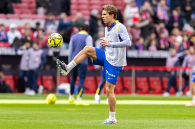 Madrid, İspanya - 19 Ocak 2026: Madrid 'de Atletico Madrid ile Alaves arasında oynanan lig maçı. Maç sırasında Atletico Madrid oyuncuları. EA Spor Ligi 2026. İspanyol futbolu.