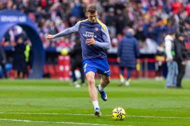 Madrid, İspanya - 19 Ocak 2026: Madrid 'de Atletico Madrid ile Alaves arasında oynanan lig maçı. Maç sırasında Atletico Madrid oyuncuları. EA Spor Ligi 2026. İspanyol futbolu.