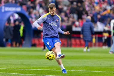 Madrid, İspanya - 19 Ocak 2026: Madrid 'de Atletico Madrid ile Alaves arasında oynanan lig maçı. Maç sırasında Atletico Madrid oyuncuları. EA Spor Ligi 2026. İspanyol futbolu.