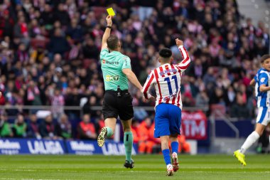 Madrid, İspanya - 19 Ocak 2026: Madrid 'de Atletico Madrid ile Alaves arasında oynanan lig maçı. Maç sırasında Atletico Madrid oyuncuları. EA Spor Ligi 2026. İspanyol futbolu.