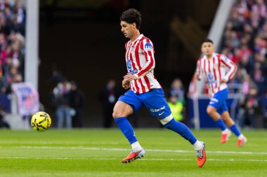 Madrid, İspanya - 19 Ocak 2026: Madrid 'de Atletico Madrid ile Alaves arasında oynanan lig maçı. Maç sırasında Atletico Madrid oyuncuları. EA Spor Ligi 2026. İspanyol futbolu.