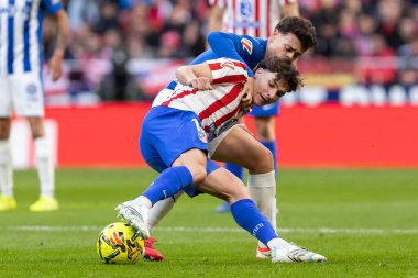Madrid, İspanya - 19 Ocak 2026: Madrid 'de Atletico Madrid ile Alaves arasında oynanan lig maçı. Maç sırasında Atletico Madrid oyuncuları. EA Spor Ligi 2026. İspanyol futbolu.