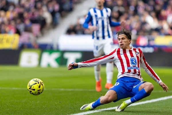 Madrid, İspanya - 19 Ocak 2026: Madrid 'de Atletico Madrid ile Alaves arasında oynanan lig maçı. Maç sırasında Atletico Madrid oyuncuları. EA Spor Ligi 2026. İspanyol futbolu.