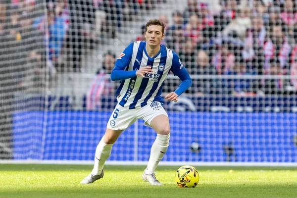 Madrid, İspanya - 19 Ocak 2026: Madrid 'de Atletico Madrid ile Alaves arasında oynanan lig maçı. Maç sırasında Alaves oyuncuları. EA Spor Ligi 2026. İspanyol futbolu.