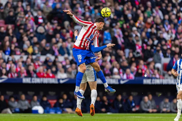 Madrid, İspanya - 19 Ocak 2026: Madrid 'de Atletico Madrid ile Alaves arasında oynanan lig maçı. Maç sırasında Atletico Madrid oyuncuları. EA Spor Ligi 2026. İspanyol futbolu.