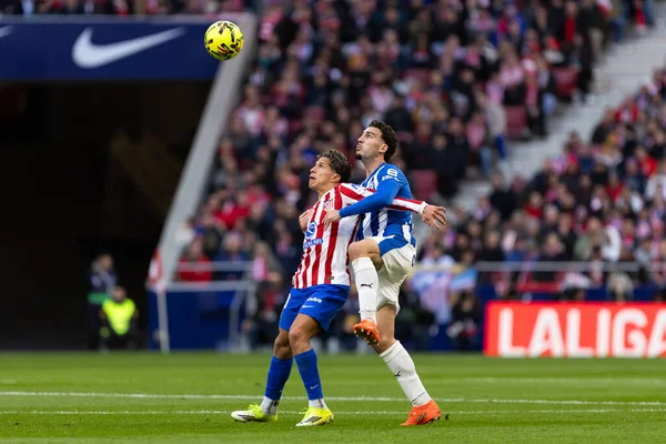 Madrid, İspanya - 19 Ocak 2026: Madrid 'de Atletico Madrid ile Alaves arasında oynanan lig maçı. Maç sırasında Atletico Madrid oyuncuları. EA Spor Ligi 2026. İspanyol futbolu.