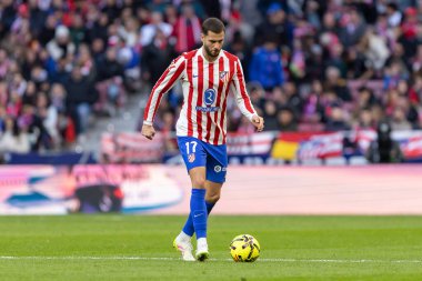 Madrid, İspanya - 19 Ocak 2026: Madrid 'de Atletico Madrid ile Alaves arasında oynanan lig maçı. Maç sırasında Atletico Madrid oyuncuları. EA Spor Ligi 2026. İspanyol futbolu.