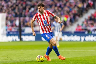 Madrid, İspanya - 19 Ocak 2026: Madrid 'de Atletico Madrid ile Alaves arasında oynanan lig maçı. Maç sırasında Atletico Madrid oyuncuları. EA Spor Ligi 2026. İspanyol futbolu.