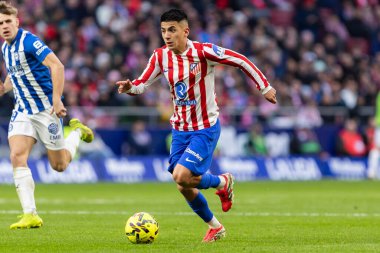 Madrid, İspanya - 19 Ocak 2026: Madrid 'de Atletico Madrid ile Alaves arasında oynanan lig maçı. Maç sırasında Atletico Madrid oyuncuları. EA Spor Ligi 2026. İspanyol futbolu.