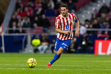 Madrid, İspanya - 19 Ocak 2026: Madrid 'de Atletico Madrid ile Alaves arasında oynanan lig maçı. Maç sırasında Atletico Madrid oyuncuları. EA Spor Ligi 2026. İspanyol futbolu.