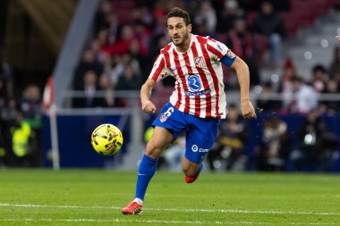 Madrid, İspanya - 19 Ocak 2026: Madrid 'de Atletico Madrid ile Alaves arasında oynanan lig maçı. Maç sırasında Atletico Madrid oyuncuları. EA Spor Ligi 2026. İspanyol futbolu.