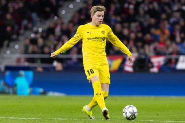 Madrid, İspanya - 28 Ocak 2026: Madrid 'de Atletico Madrid ile Pod / Glimt arasında oynanan Şampiyonlar Ligi maçı. Maç sırasında Pod / Glimt oyuncuları. Şampiyonlar Ligi 2026.