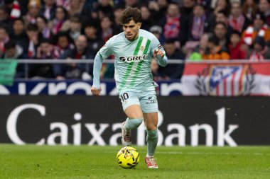 Madrid, İspanya - 8 Şubat 2026: Madrid 'de Atletico Madrid ile Real Betis arasında oynanan lig maçı. Maç sırasında gerçek Betis oyuncuları.