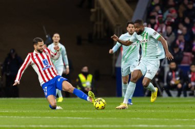 Madrid, İspanya - 8 Şubat 2026: Madrid 'de Atletico Madrid ile Real Betis arasında oynanan lig maçı. Maç boyunca Atletico oyuncuları.