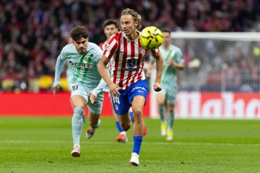 Madrid, İspanya - 8 Şubat 2026: Madrid 'de Atletico Madrid ile Real Betis arasında oynanan lig maçı. Maç boyunca Atletico oyuncuları.