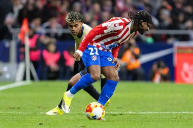 Madrid, İspanya - 12 Şubat 2026: Atletico Madrid ile FC Barcelona arasında Copa del Rey yarı final maçı. Maç boyunca Atletico Madrid 'li oyuncular.