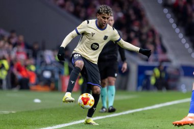 Madrid, İspanya - 12 Şubat 2026: Atletico Madrid ile FC Barcelona arasında Copa del Rey yarı final maçı. FC Barcelona oyuncuları maç boyunca.