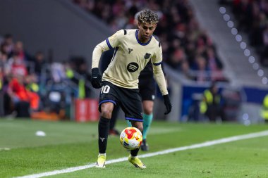 Madrid, İspanya - 12 Şubat 2026: Atletico Madrid ile FC Barcelona arasında Copa del Rey yarı final maçı. FC Barcelona oyuncuları maç boyunca.