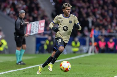 Madrid, İspanya - 12 Şubat 2026: Atletico Madrid ile FC Barcelona arasında Copa del Rey yarı final maçı. FC Barcelona oyuncuları maç boyunca.