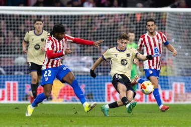 Madrid, İspanya - 12 Şubat 2026: Atletico Madrid ile FC Barcelona arasında Copa del Rey yarı final maçı. Maç boyunca Atletico Madrid 'li oyuncular.