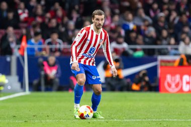 Madrid, İspanya - 12 Şubat 2026: Atletico Madrid ile FC Barcelona arasında Copa del Rey yarı final maçı. Maç boyunca Atletico Madrid 'li oyuncular.