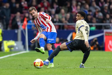 Madrid, İspanya - 12 Şubat 2026: Atletico Madrid ile FC Barcelona arasında Copa del Rey yarı final maçı. FC Barcelona oyuncuları maç boyunca.