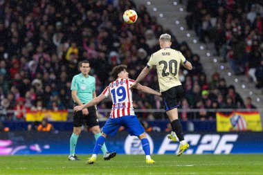 Madrid, İspanya - 12 Şubat 2026: Atletico Madrid ile FC Barcelona arasında Copa del Rey yarı final maçı. Maç boyunca Atletico Madrid 'li oyuncular.