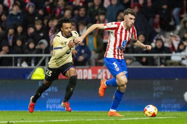 Madrid, İspanya - 12 Şubat 2026: Atletico Madrid ile FC Barcelona arasında Copa del Rey yarı final maçı. Maç boyunca Atletico Madrid 'li oyuncular.