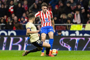 Madrid, İspanya - 12 Şubat 2026: Atletico Madrid ile FC Barcelona arasında Copa del Rey yarı final maçı. Maç boyunca Atletico Madrid 'li oyuncular.