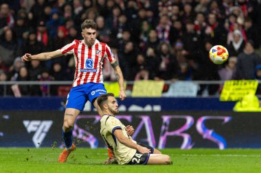 Madrid, İspanya - 12 Şubat 2026: Atletico Madrid ile FC Barcelona arasında Copa del Rey yarı final maçı. Maç boyunca Atletico Madrid 'li oyuncular.
