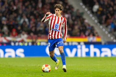 Madrid, İspanya - 12 Şubat 2026: Atletico Madrid ile FC Barcelona arasında Copa del Rey yarı final maçı. Maç boyunca Atletico Madrid 'li oyuncular.