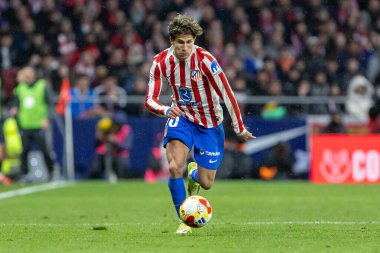 Madrid, İspanya - 12 Şubat 2026: Atletico Madrid ile FC Barcelona arasında Copa del Rey yarı final maçı. Maç boyunca Atletico Madrid 'li oyuncular.