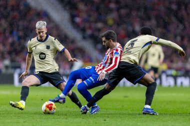 Madrid, İspanya - 12 Şubat 2026: Atletico Madrid ile FC Barcelona arasında Copa del Rey yarı final maçı. Maç boyunca Atletico Madrid 'li oyuncular.