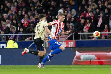 Madrid, İspanya - 12 Şubat 2026: Atletico Madrid ile FC Barcelona arasında Copa del Rey yarı final maçı. Maç boyunca Atletico Madrid 'li oyuncular.